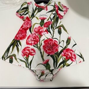 Floral Kids Dress - White and Pink